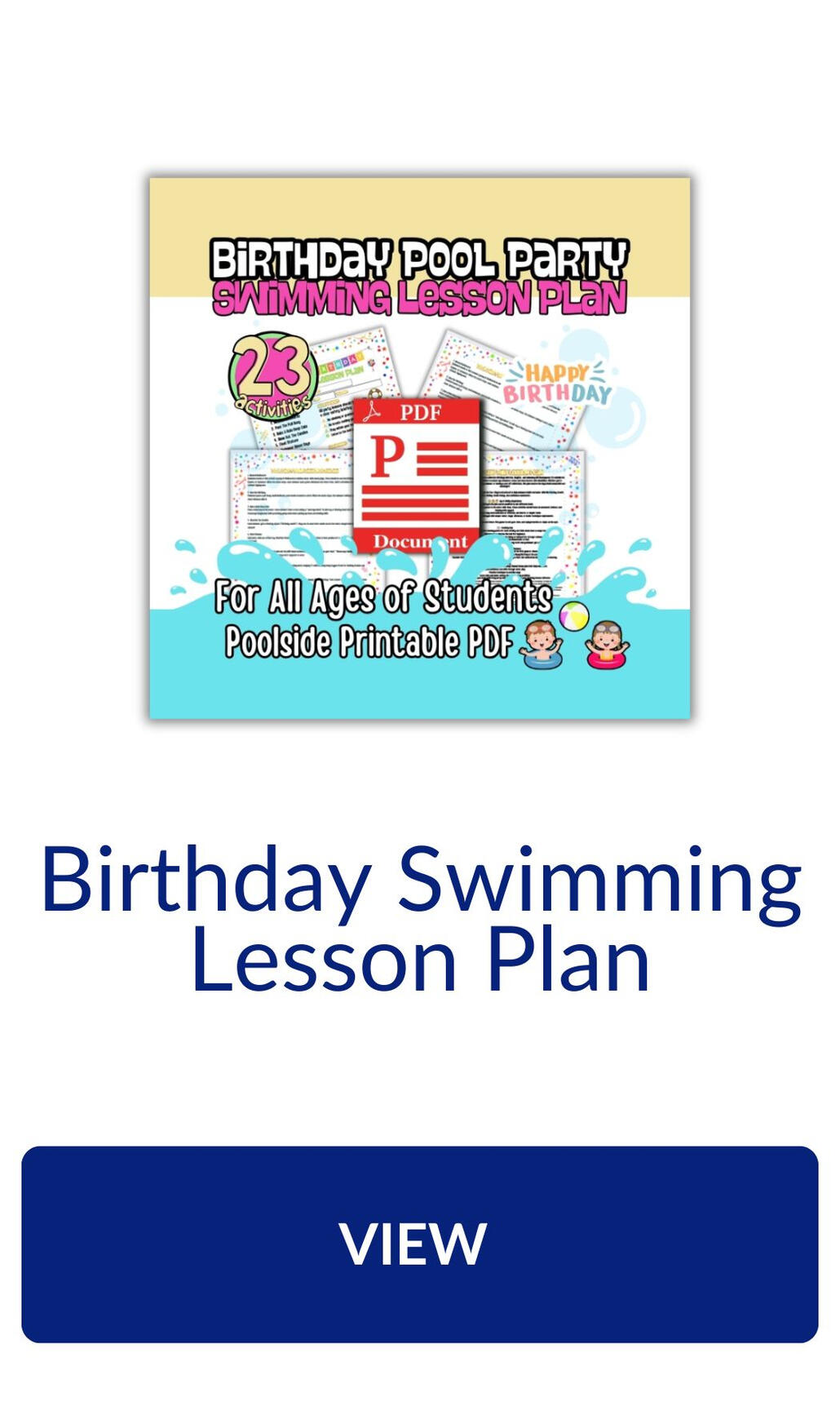 Birthday swim class ideas and activities